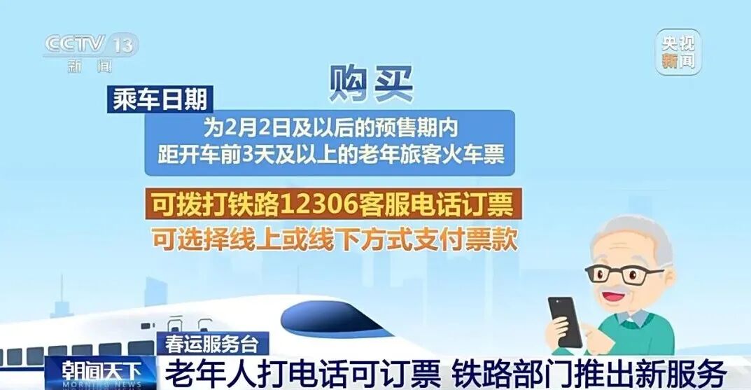 今年春运，老年旅客可以电话订火车票了！