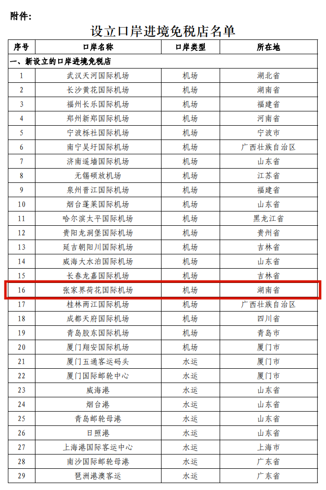 喜讯！张家界荷花机场将设立口岸进境免税店